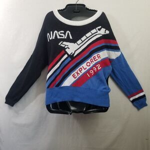 Nasa Sweater Pullover Knit Well Worn Holiday Sweater Small XL Explorer 1992